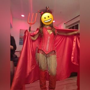 Custome made Sexy Halloween Devil costume - Genuine leather corset and hot pant